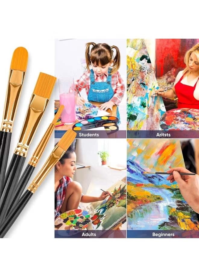 تشورود 2 عبوة 20 قطعة فرش رسم دائري مدبب، من نايلون، للفن الاصطناعي، بفرش طلاء أكريليك للزيت واللون المائي، وفن تجميل الأظافر، والتفاصيل المصغرة، ورسم الصخور، أبيض وأسود - Image 3